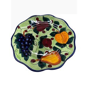 Talavera Hand-Painted Ceramic Fruit Bowl  collectible Mexican pottery table top